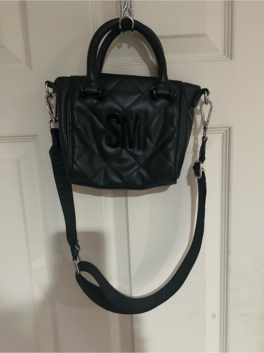 Steve Madden Black Quilted Mini Top-Handle Crossbody